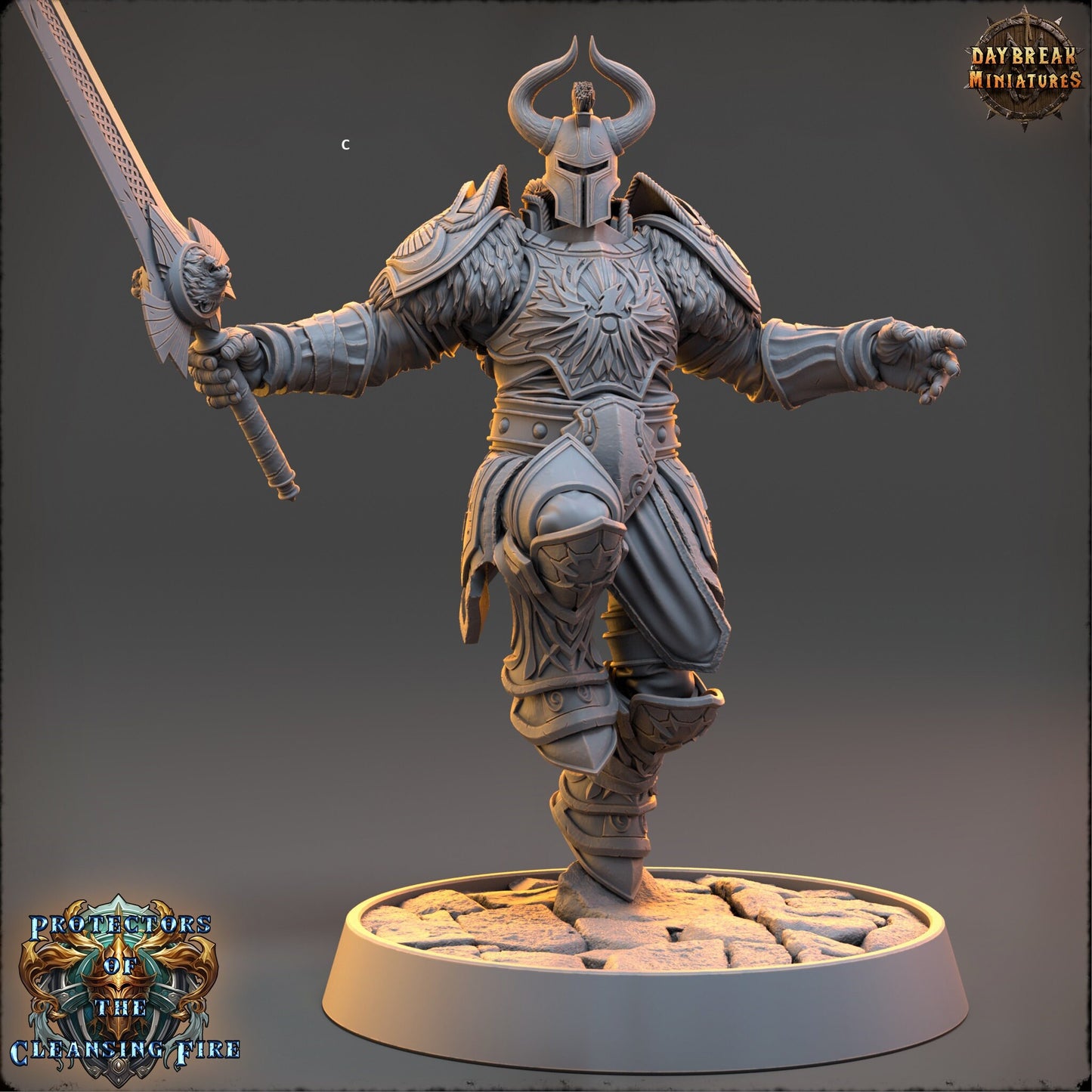 Warrior of the Cleansing Flame | DayBreak Miniatures | Compatible with D&D/AOS | Fantasy | Tabletop