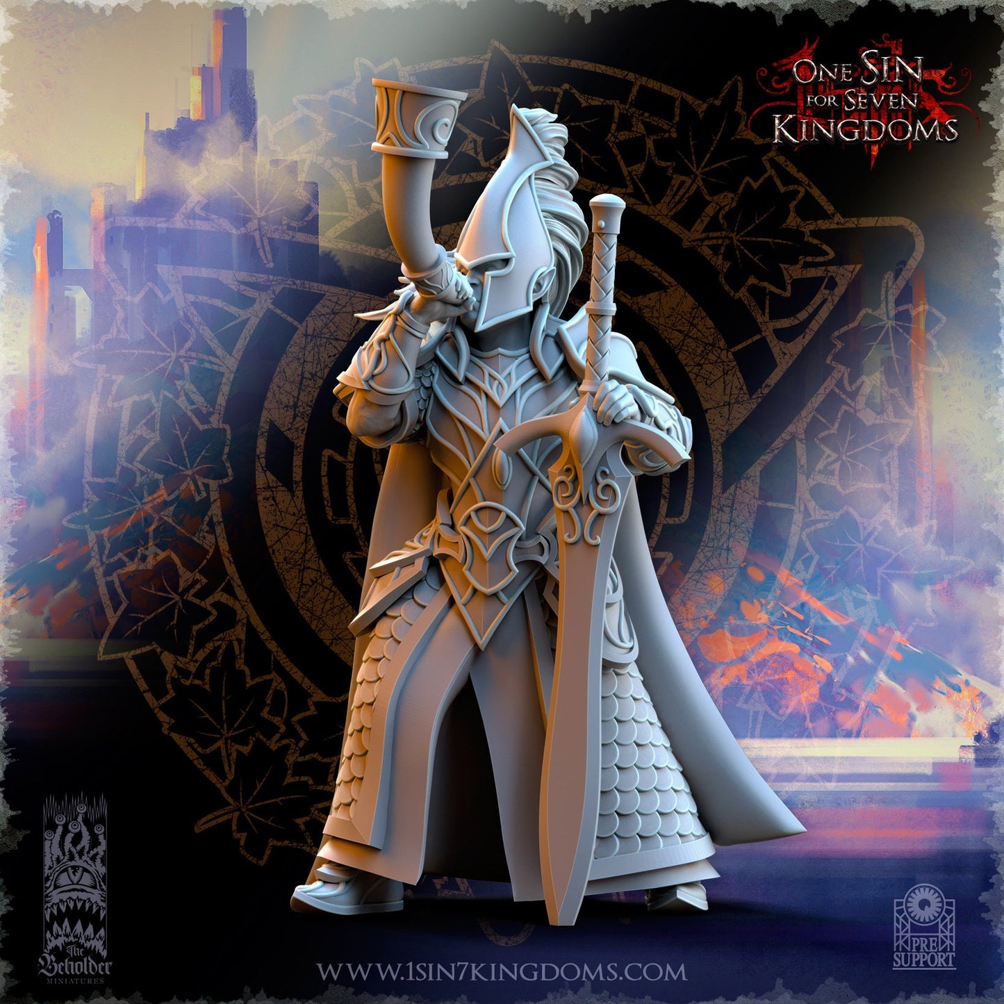 SilverMoor Elf Blades of Ashur Command Group | The Beholder Miniatures | Compatible with D&D/AoS | Fantasy | Tabletop RPG