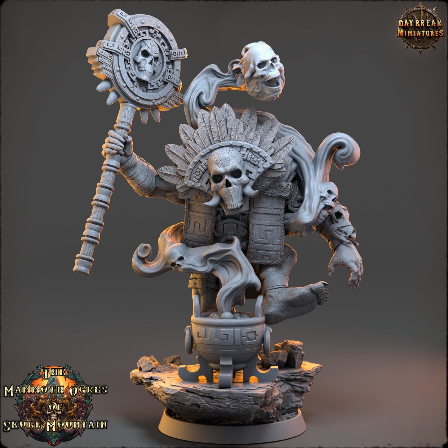 Mammoth Ogres Summoner | DayBreak Miniatures | Compatible with D&D/AOS | Fantasy | Tabletop