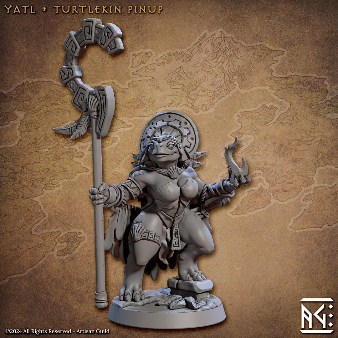 Female Turtlekin Yatl | Artisan Guild Miniatures | Compatible with D&D/AoS | Fantasy | Tabletop RPG