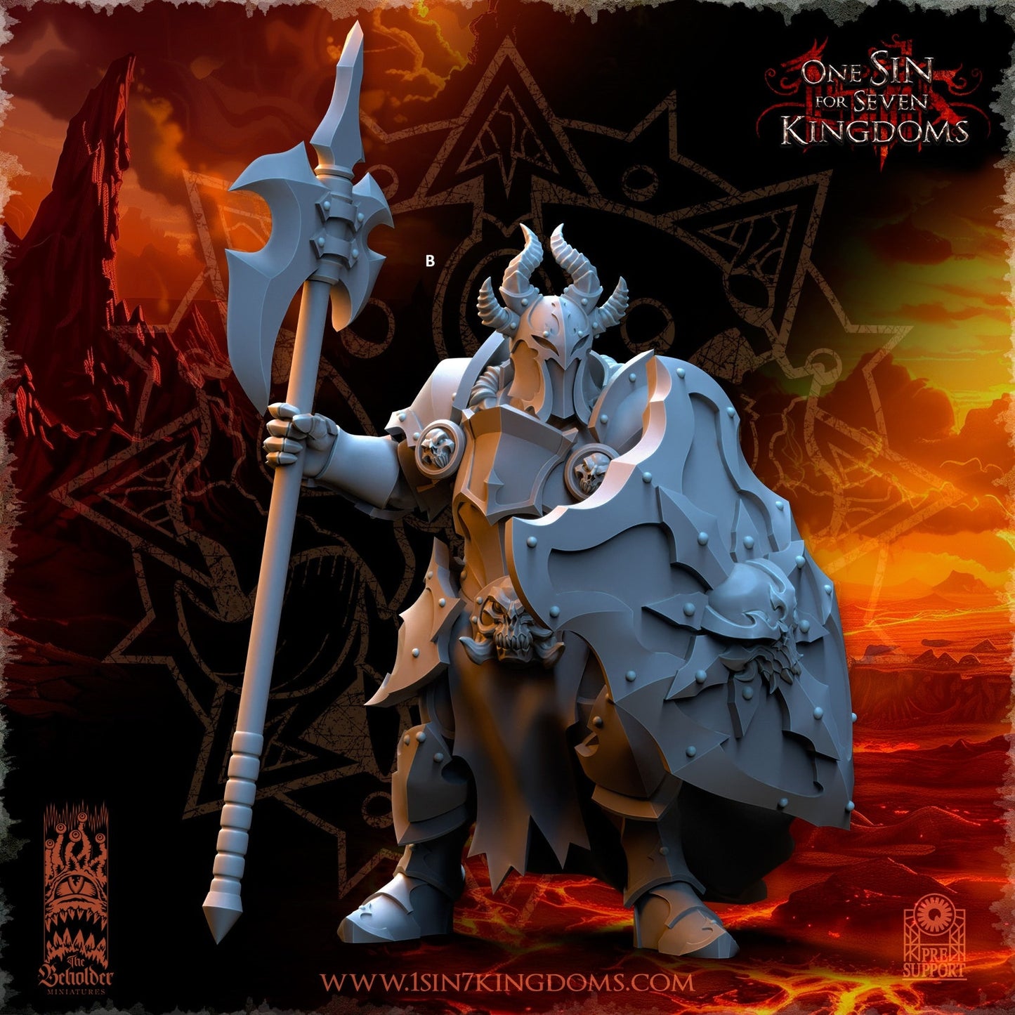 Realms of Mayhem Warriors with Halberd and shield | The Beholder Miniatures | Compatible with D&D/AoS | Fantasy | Tabletop RPG