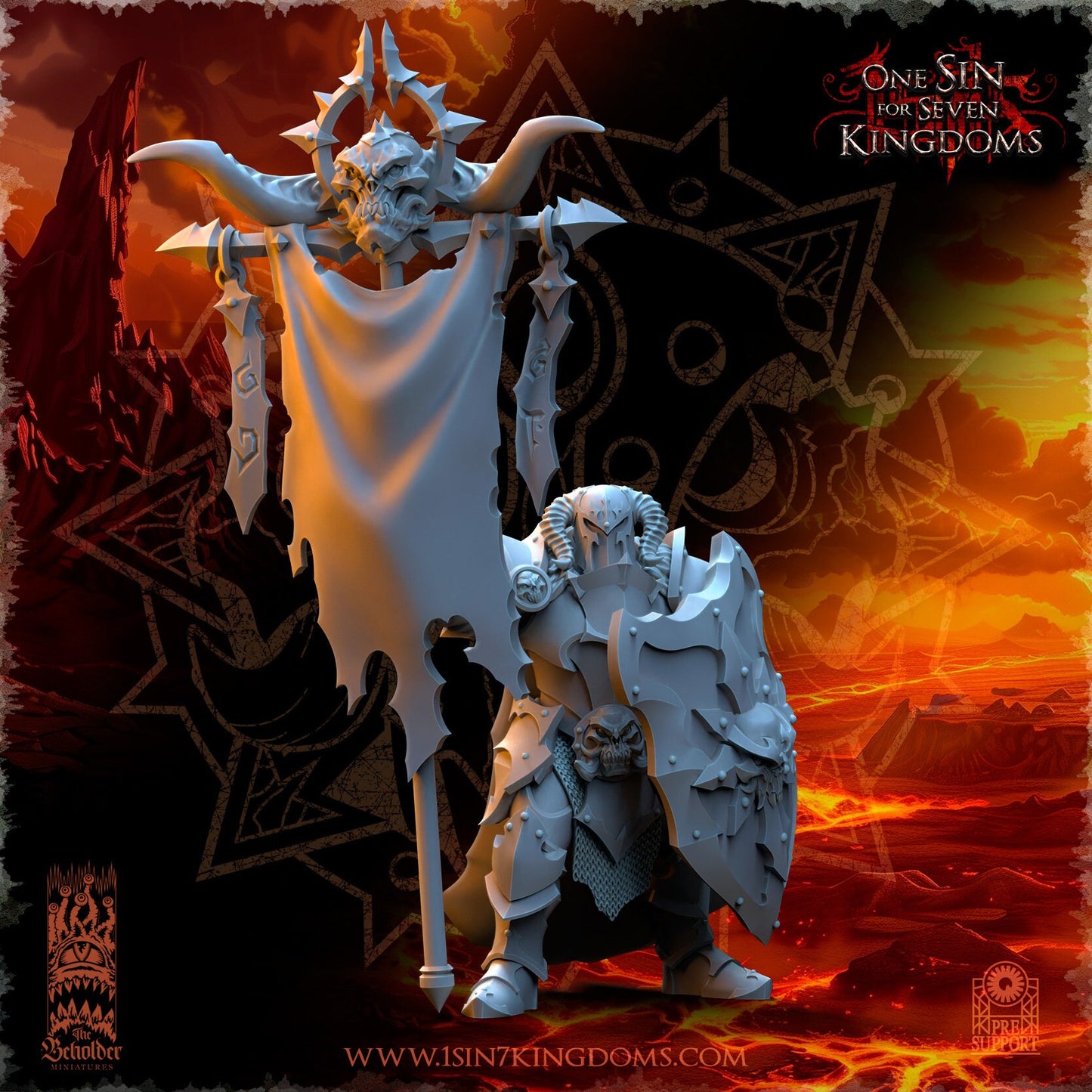 Realms of Mayhem Command Group | The Beholder Miniatures | Compatible with D&D/AoS | Fantasy | Tabletop RPG