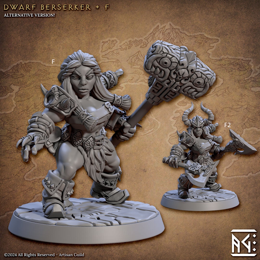 Dwarf Berserkers | Artisan Guild Miniatures | Compatible with D&D/AoS | Fantasy | Tabletop RPG