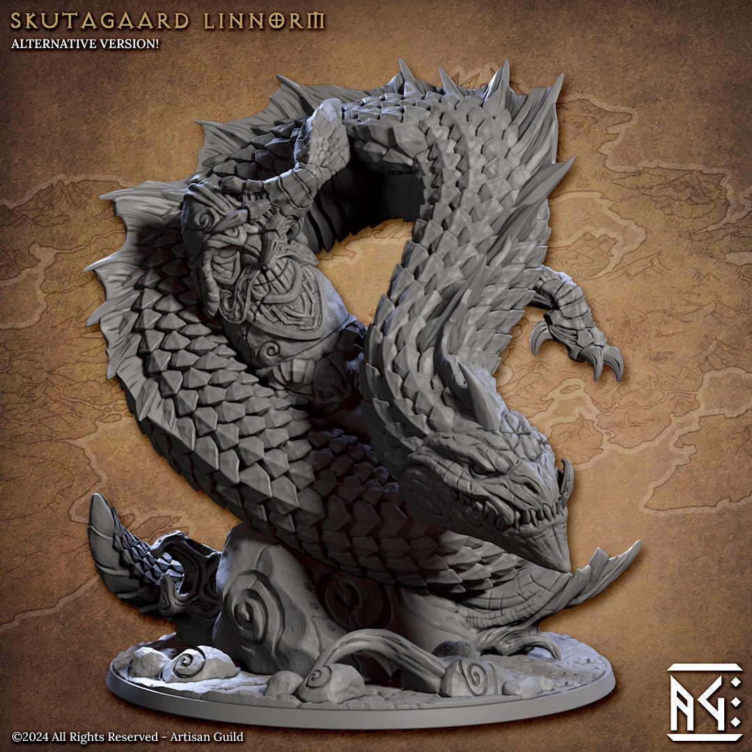 Linnorm of Skutagaard | Artisan Guild Miniatures | Compatible with D&D/AoS | Fantasy | Tabletop RPG