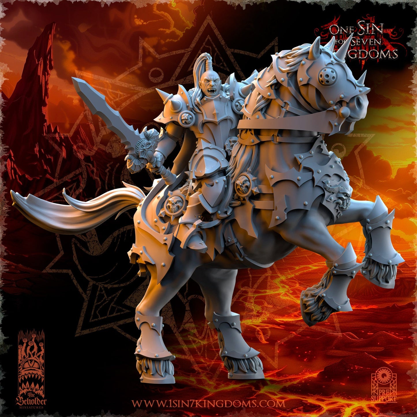 Realms of Mayhem Mounted Command Group Warband Set | The Beholder Miniatures | Compatible with D&D/AoS | Fantasy | Tabletop RPG