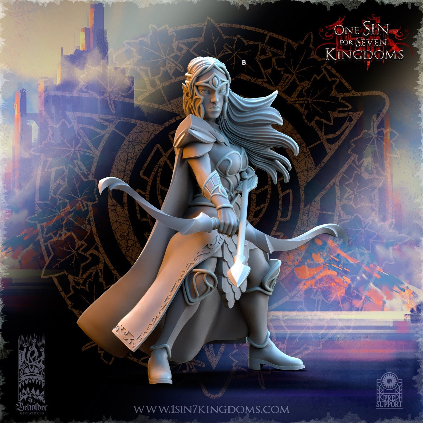 SilverMoor Elf Sisterhood Archer | The Beholder Miniatures | Compatible with D&D/AoS | Fantasy | Tabletop RPG