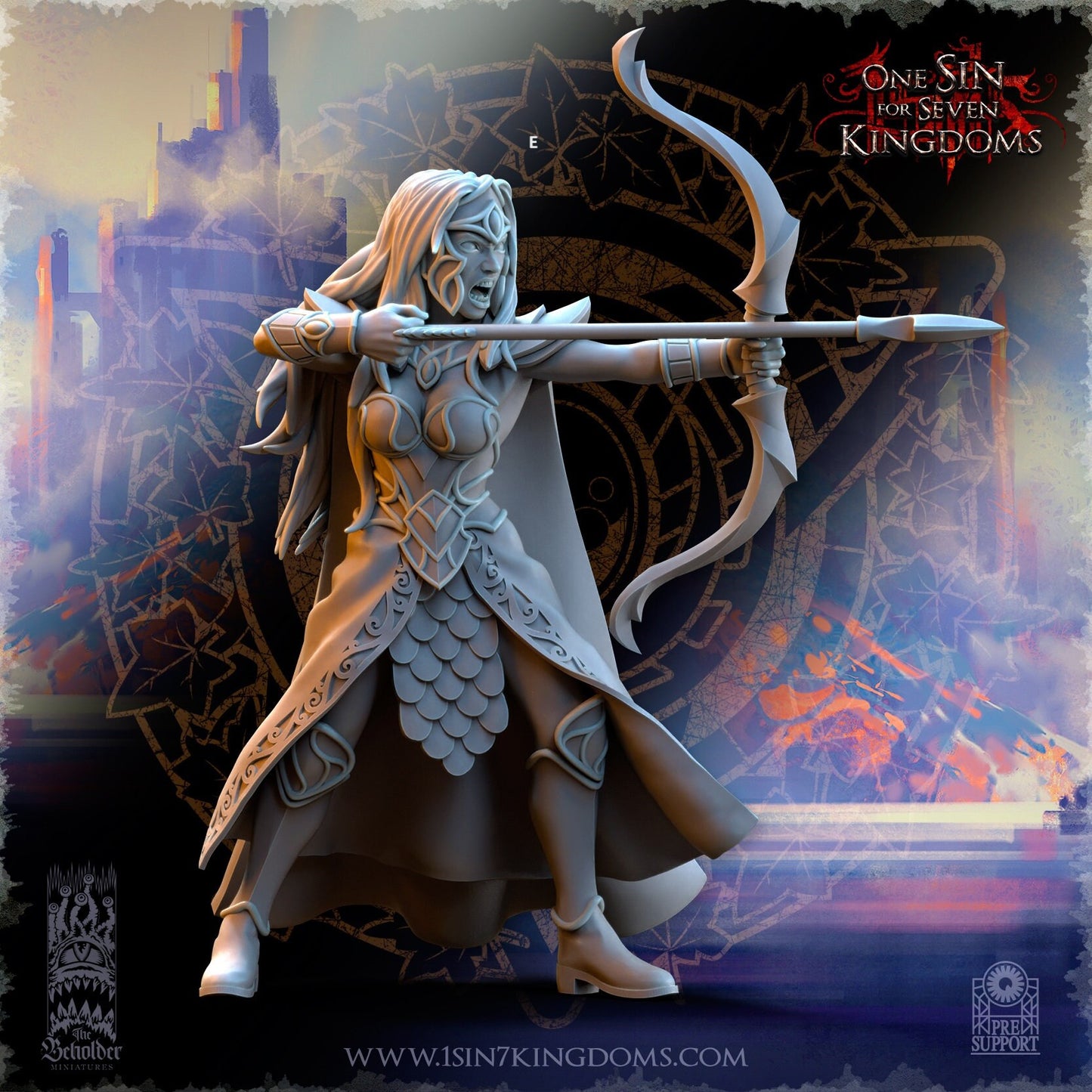 SilverMoor Elf Sisterhood Archer | The Beholder Miniatures | Compatible with D&D/AoS | Fantasy | Tabletop RPG