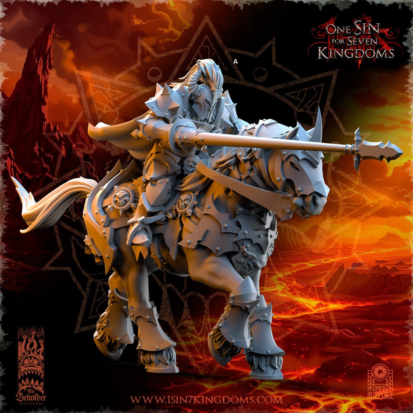Realms of Mayhem Knight Lancer | The Beholder Miniatures | Compatible with D&D/AoS | Fantasy | Tabletop RPG
