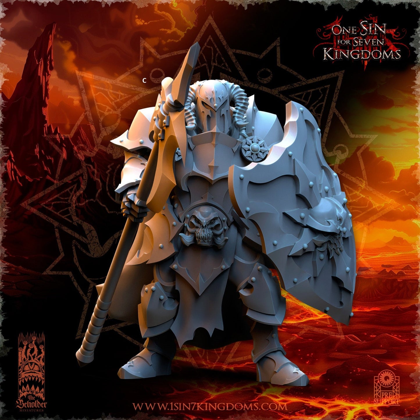 Realms of Mayhem Warriors with Halberd and shield | The Beholder Miniatures | Compatible with D&D/AoS | Fantasy | Tabletop RPG