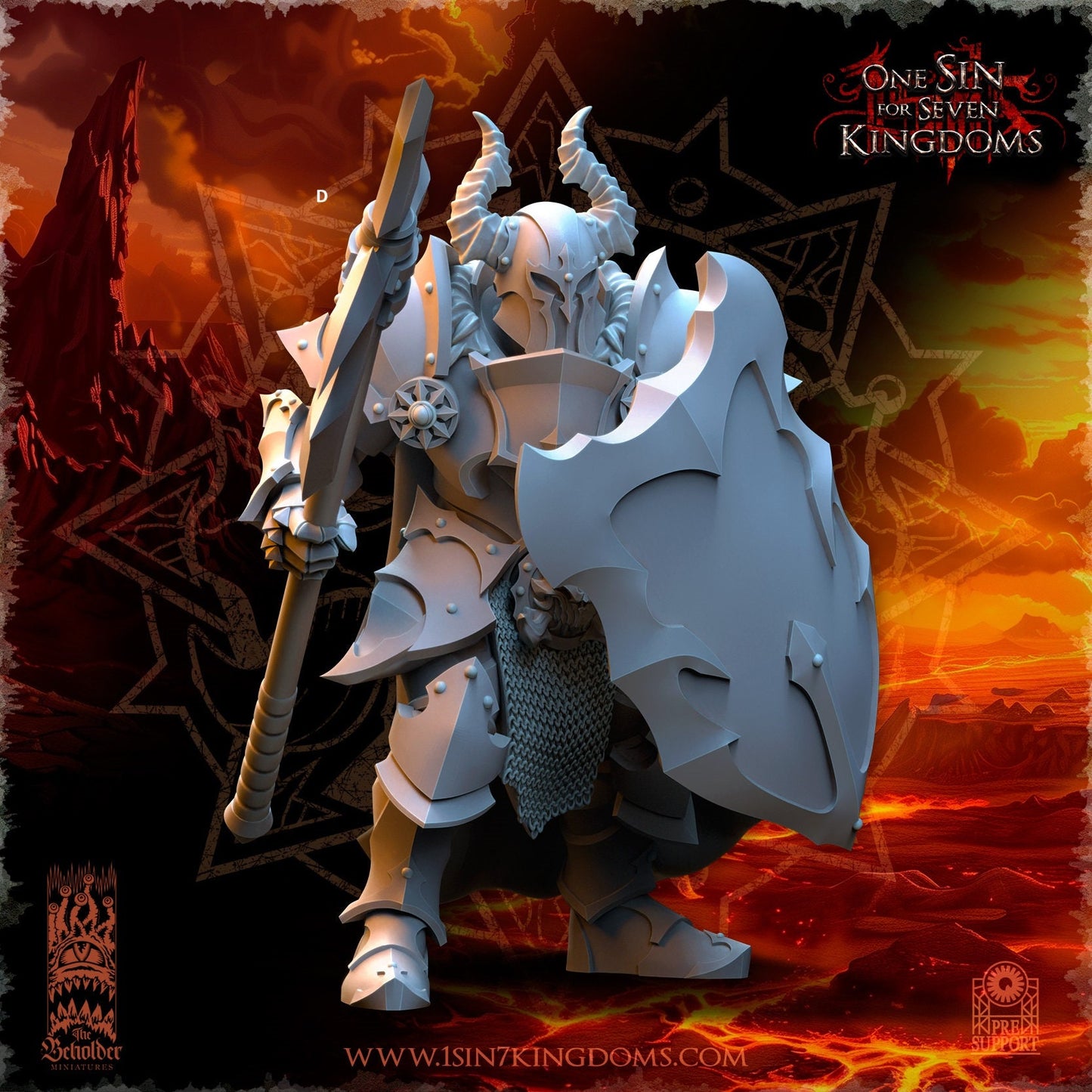 Realms of Mayhem Warriors with Halberd and shield | The Beholder Miniatures | Compatible with D&D/AoS | Fantasy | Tabletop RPG