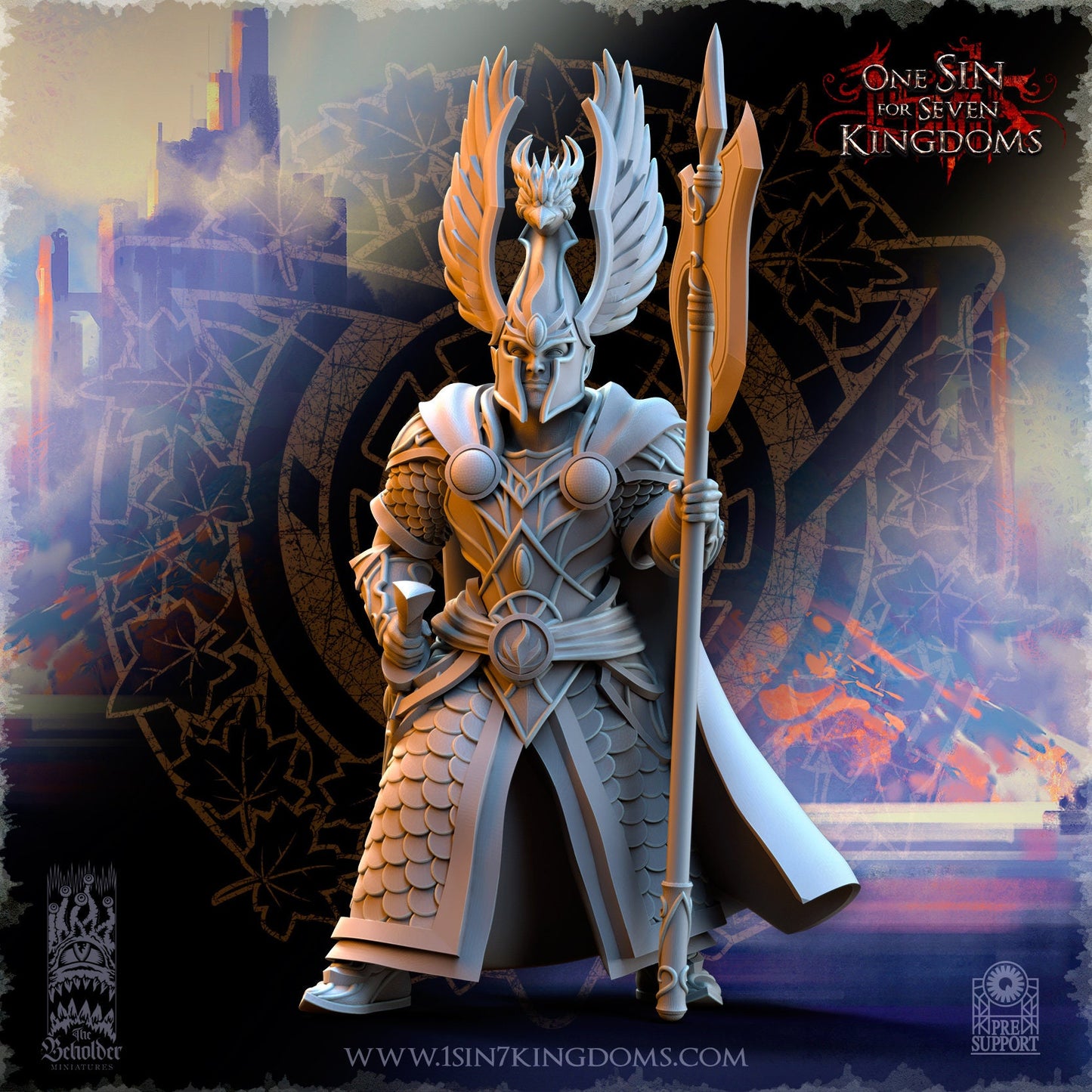 SilverMoor Elf Searing Bird Guardian Command Group | The Beholder Miniatures | Compatible with D&D/AoS | Fantasy | Tabletop RPG