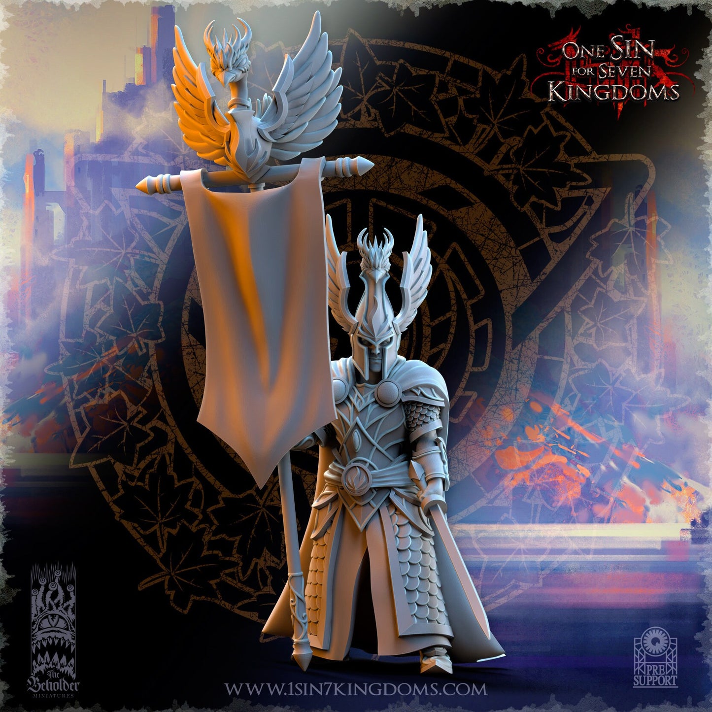SilverMoor Elf Searing Bird Guardian Command Group | The Beholder Miniatures | Compatible with D&D/AoS | Fantasy | Tabletop RPG