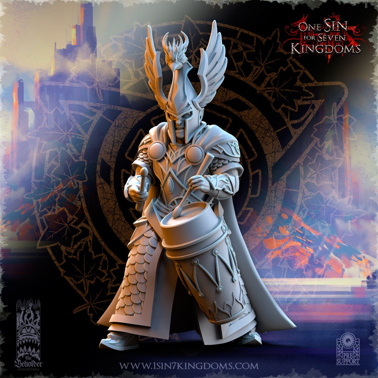 SilverMoor Elf Searing Bird Guardian Command Group | The Beholder Miniatures | Compatible with D&D/AoS | Fantasy | Tabletop RPG