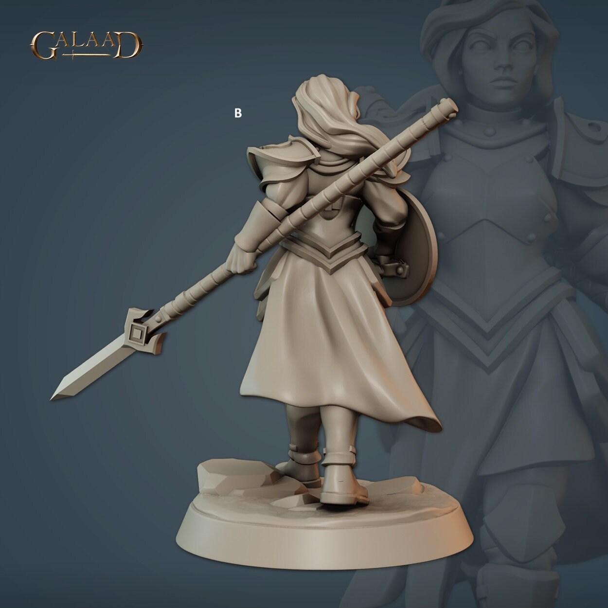Human Female Vanguard Captain | Galaad Miniatures | Compatible with D&D/AoS | Fantasy | Tabletop RPG