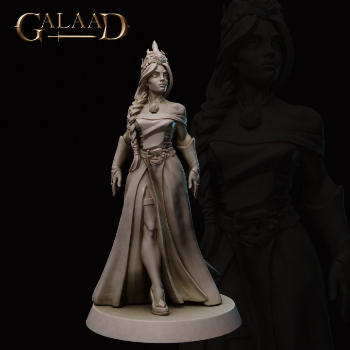 a statue of a woman standing next to a statue of a man
