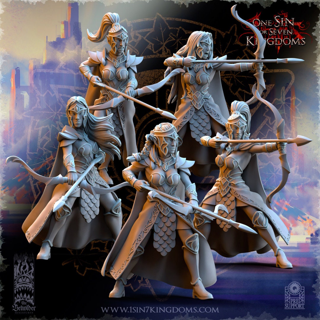 SilverMoor Elf Sisterhood Archer | The Beholder Miniatures | Compatible with D&D/AoS | Fantasy | Tabletop RPG