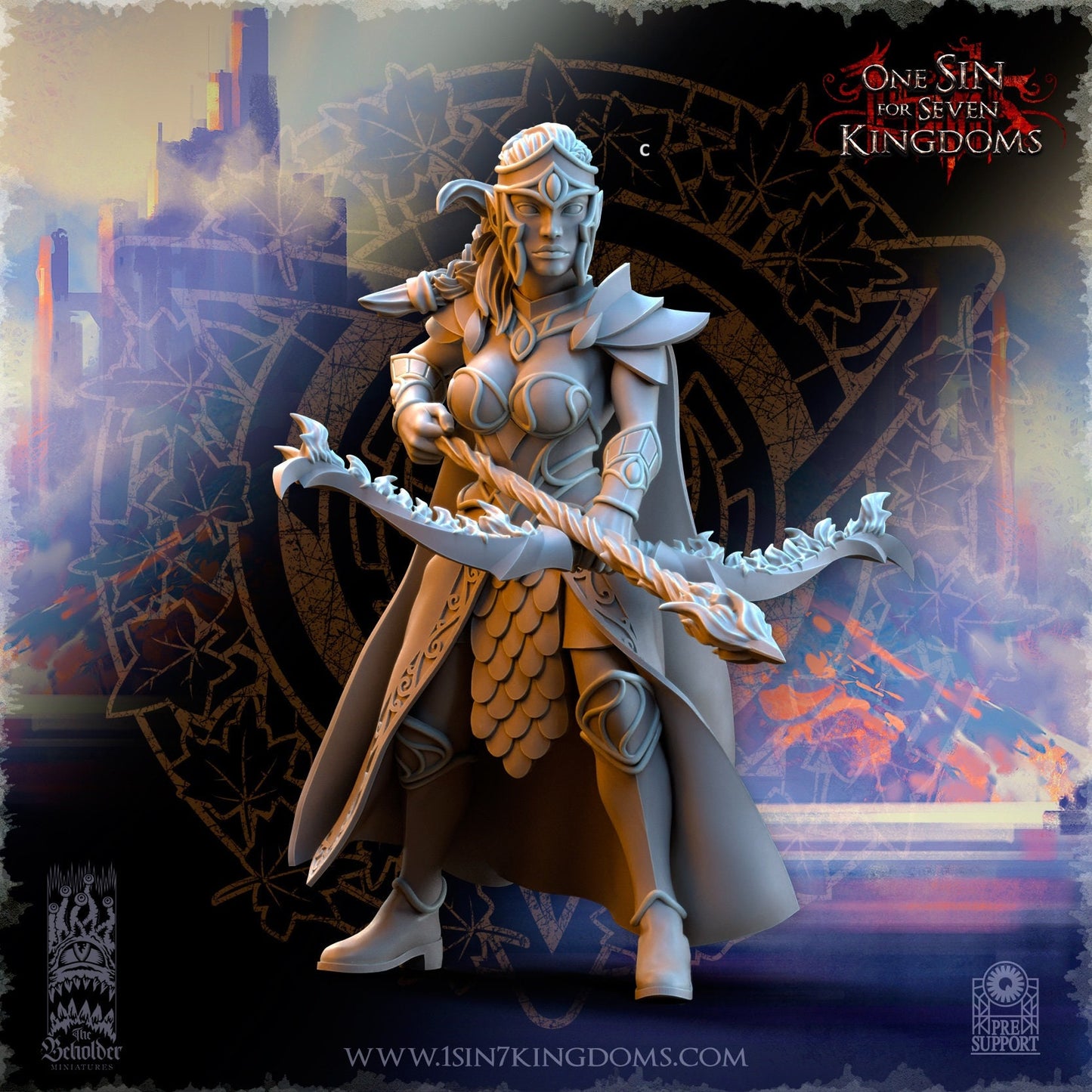 SilverMoor Elf Sisterhood Magic Archer | The Beholder Miniatures | Compatible with D&D/AoS | Fantasy | Tabletop RPG