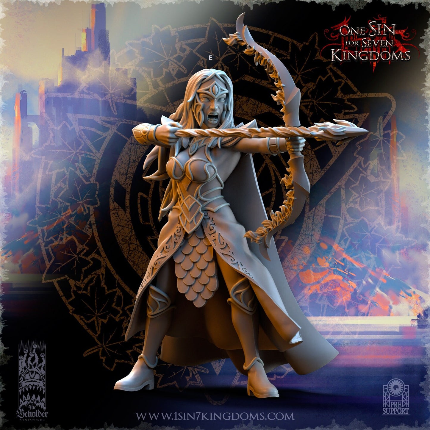 SilverMoor Elf Sisterhood Magic Archer | The Beholder Miniatures | Compatible with D&D/AoS | Fantasy | Tabletop RPG