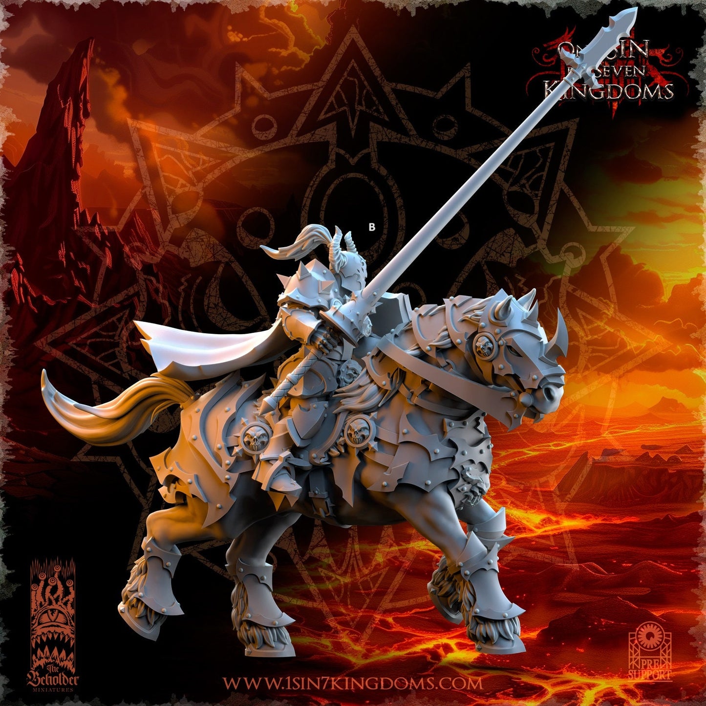 Realms of Mayhem Knight Lancer | The Beholder Miniatures | Compatible with D&D/AoS | Fantasy | Tabletop RPG
