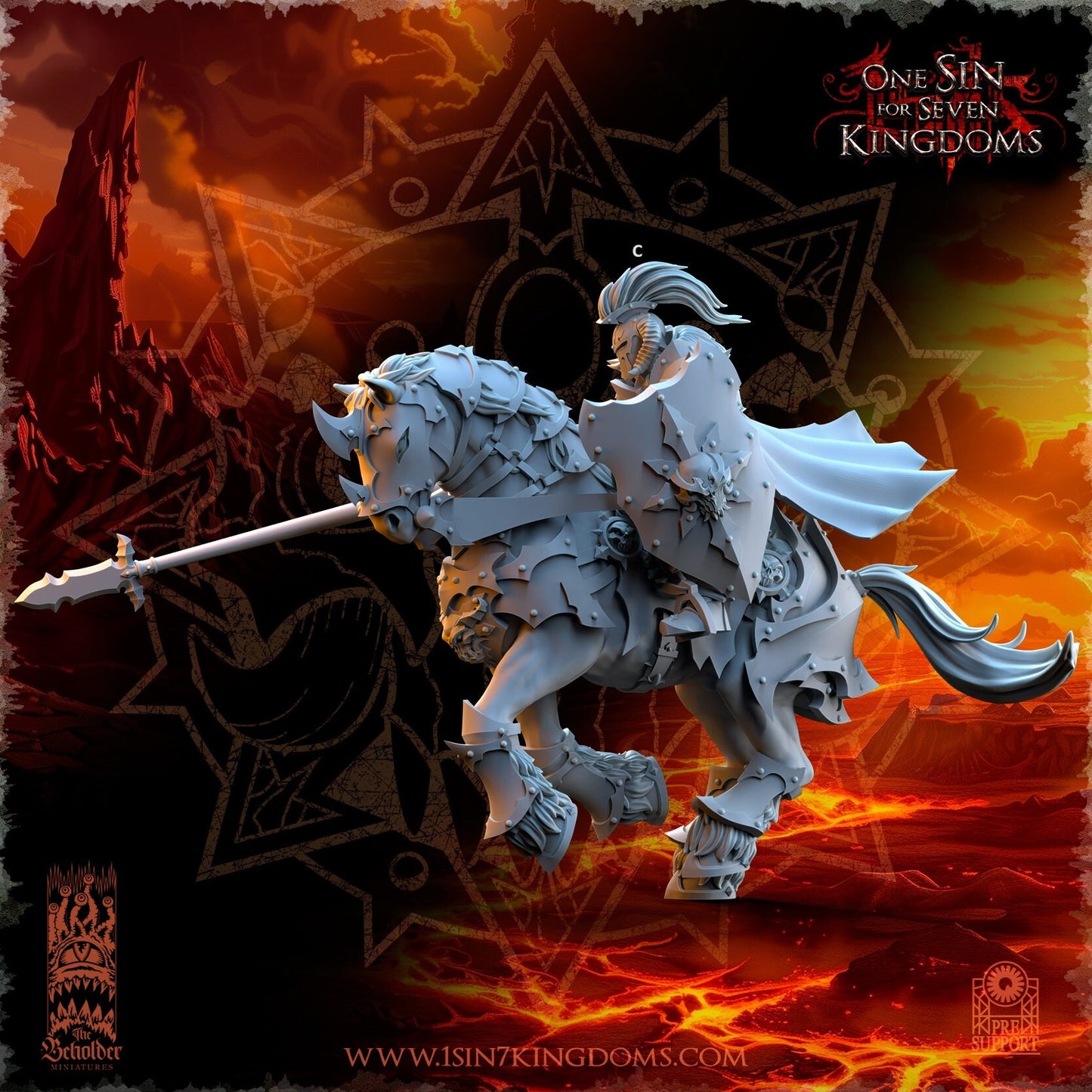 Realms of Mayhem Knight Lancer | The Beholder Miniatures | Compatible with D&D/AoS | Fantasy | Tabletop RPG
