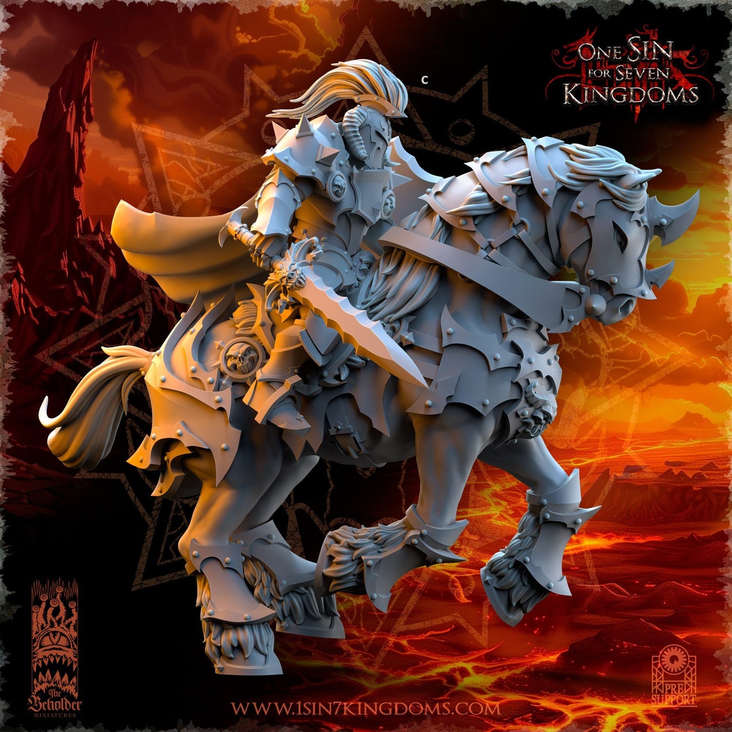Realms of Mayhem Knight Sword and Shield | The Beholder Miniatures | Compatible with D&D/AoS | Fantasy | Tabletop RPG