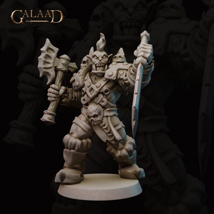 a white painted warhammer with a sword