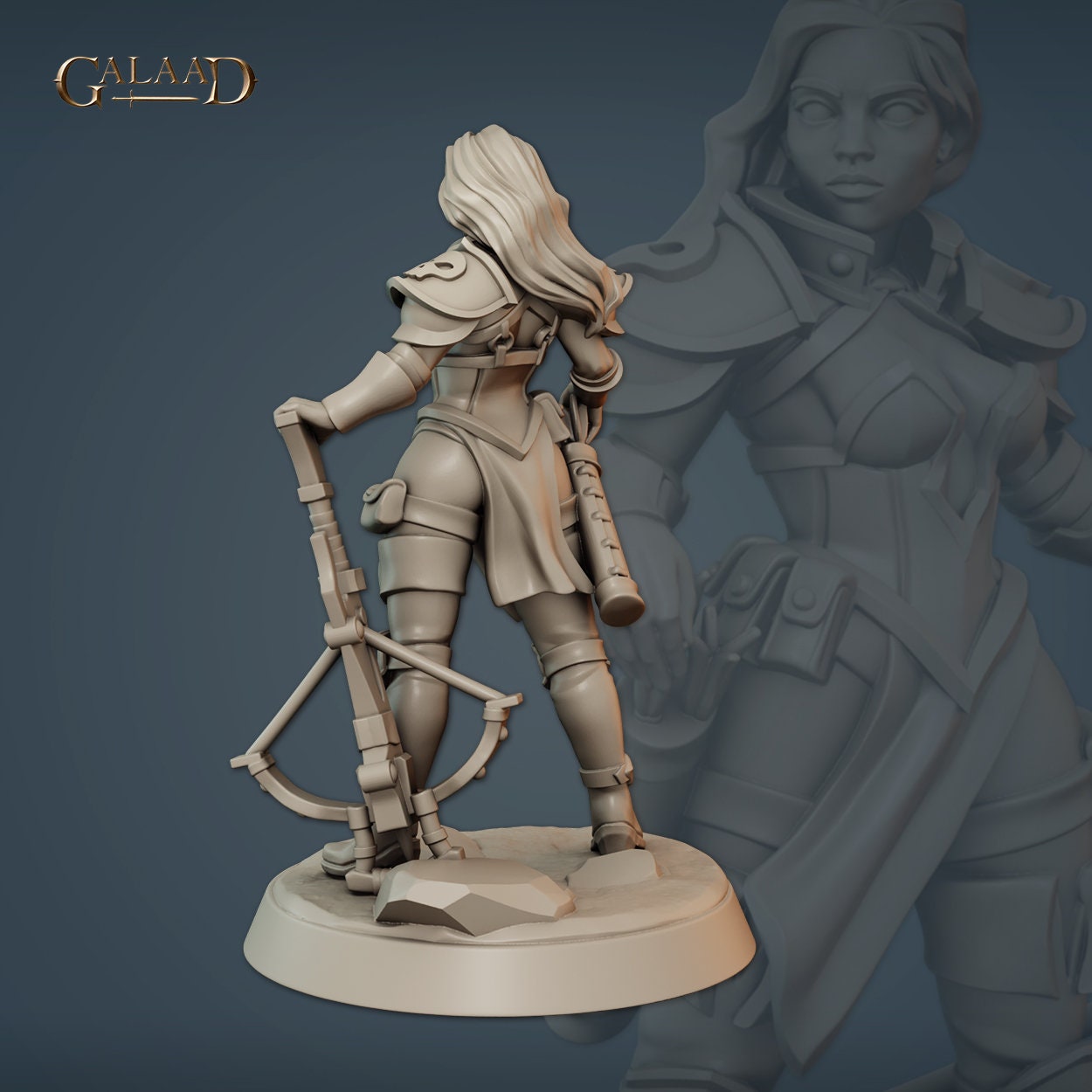 Human Female Vanguard Crossbow | Galaad Miniatures | Compatible with D&D/AoS | Fantasy | Tabletop RPG