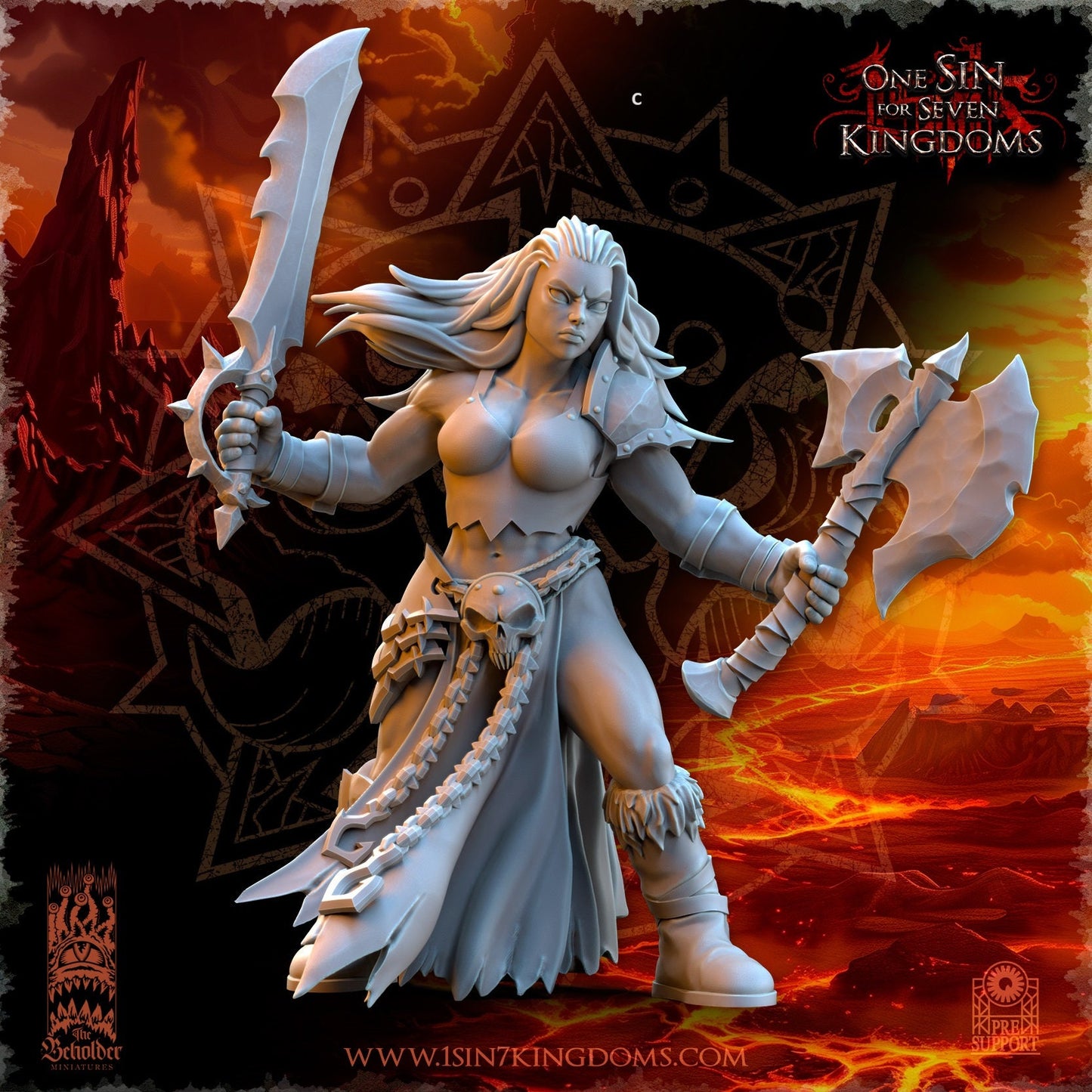Realms of Mayhem Female Marauders Dual Wielding Warband Set | The Beholder Miniatures | Compatible with D&D/AoS | Fantasy | Tabletop RPG