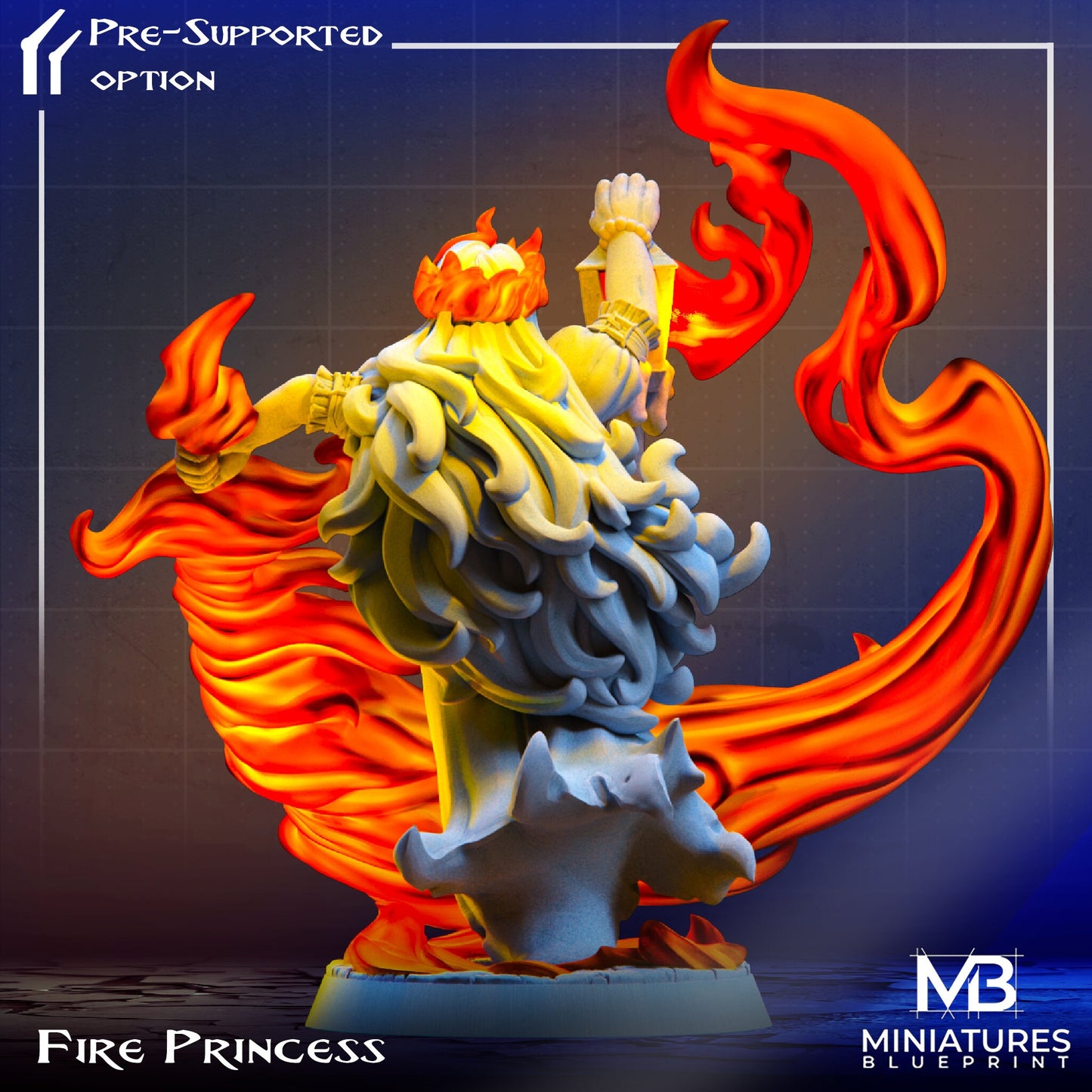 Fire Princess | Miniatures Blueprint | Compatible with D&D/AoS | Fantasy