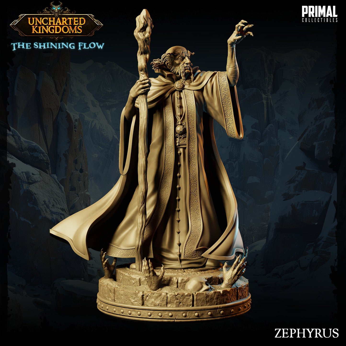 a statue of a wizard holding a staff
