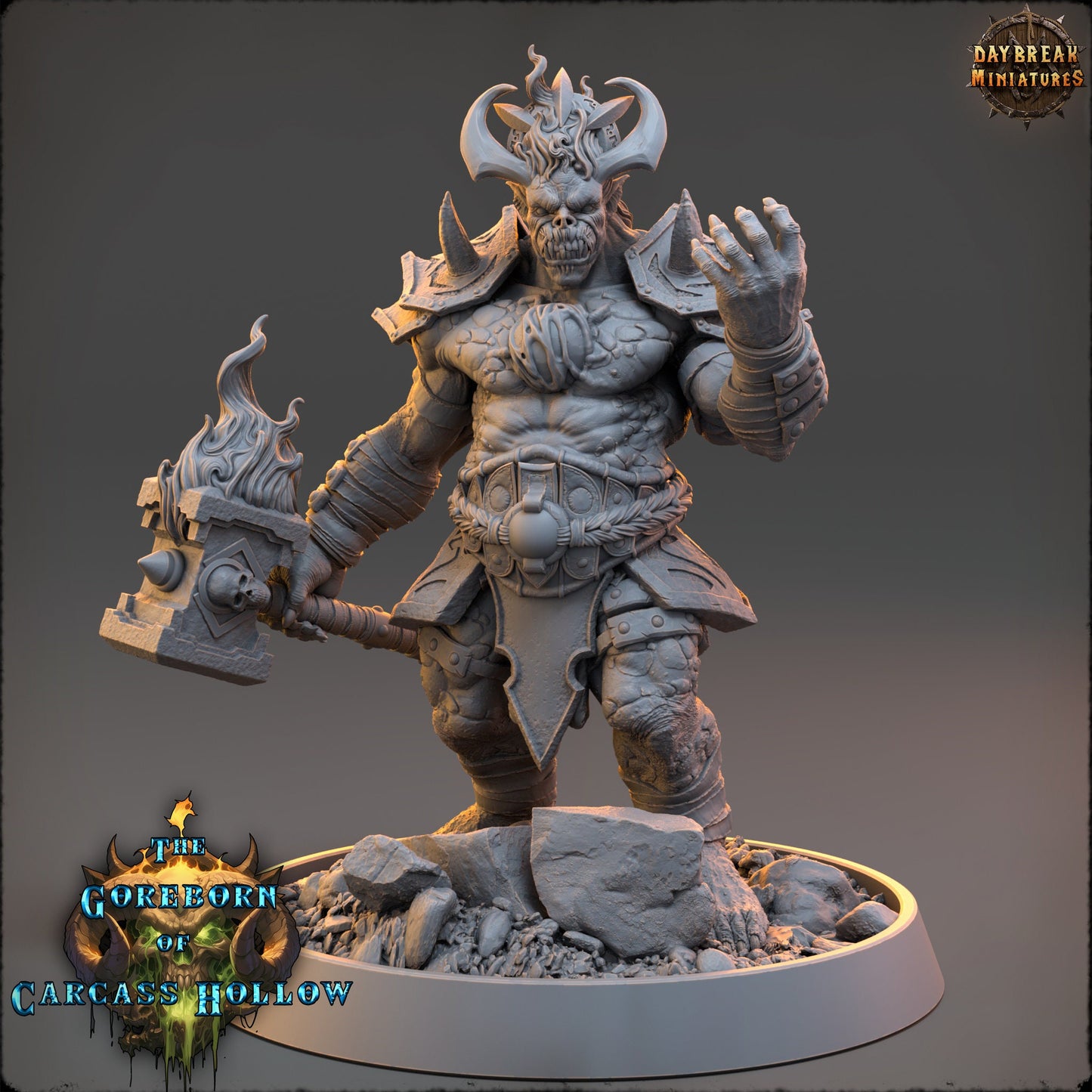 Goreborn Fighter General Raxar Boneharrow | DayBreak Miniatures | Compatible with D&D/AOS | Fantasy | Tabletop