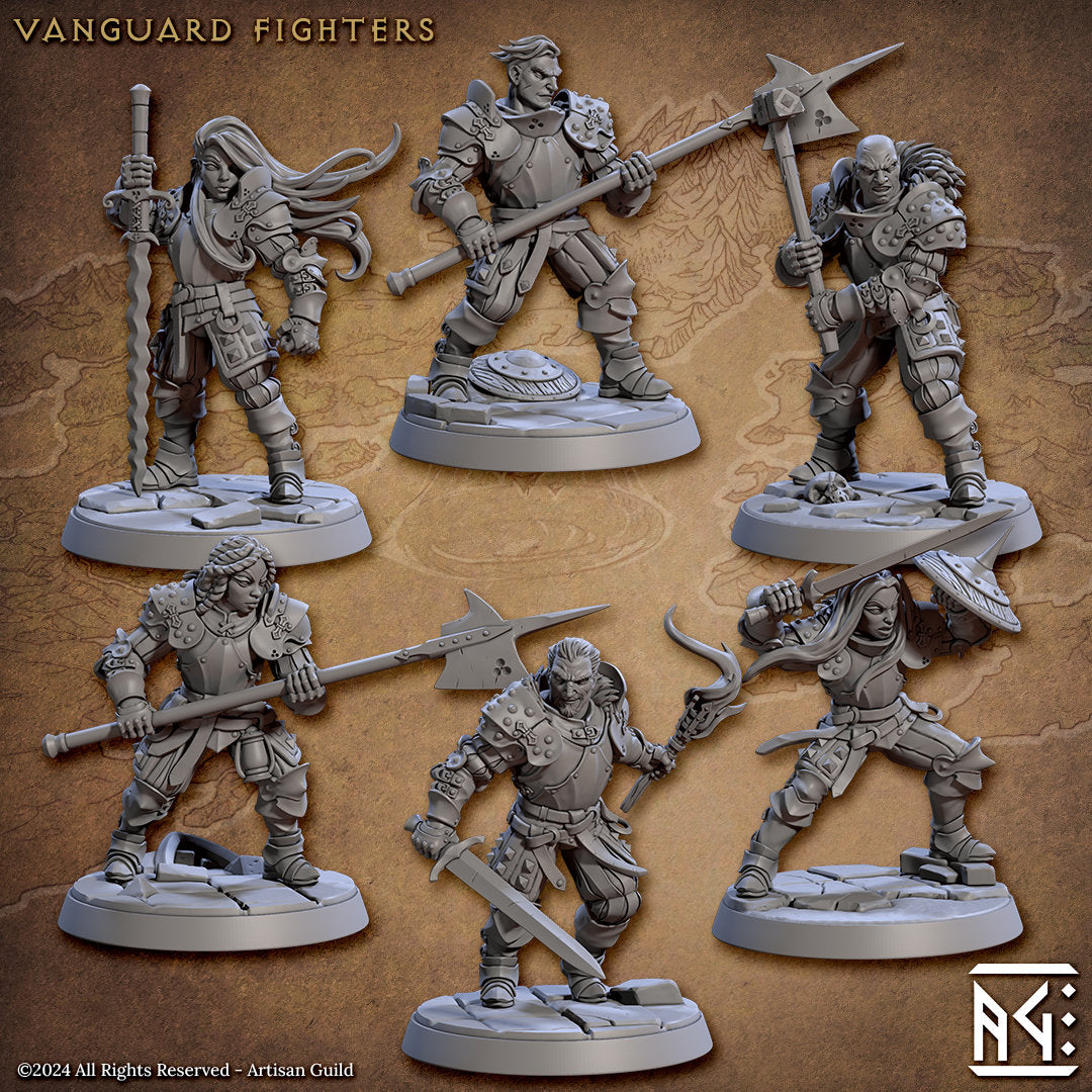 Vanguard Fighters | Artisan Guild Miniatures | Compatible with D&D/AoS | Fantasy | Tabletop RPG