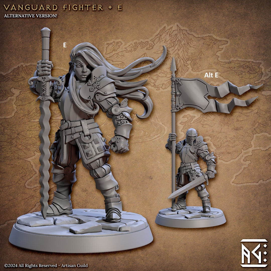 Vanguard Fighters | Artisan Guild Miniatures | Compatible with D&D/AoS | Fantasy | Tabletop RPG