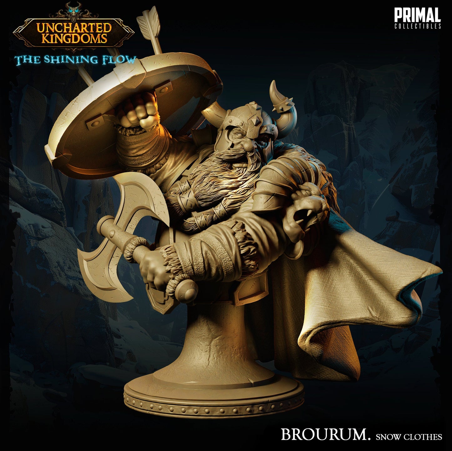 Dwarf Fighter Brourum Bust | Primal Collectibles | Compatible with D&D/AoS | Fantasy