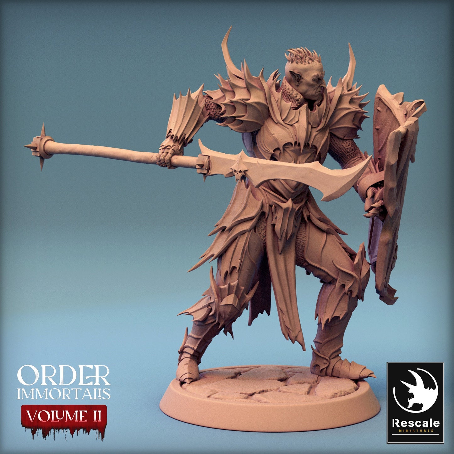 Immortalis Draven Lance and Shield | Rescale Miniatures | Compatible with D&D/AoS | Fantasy | Tabletop RPG