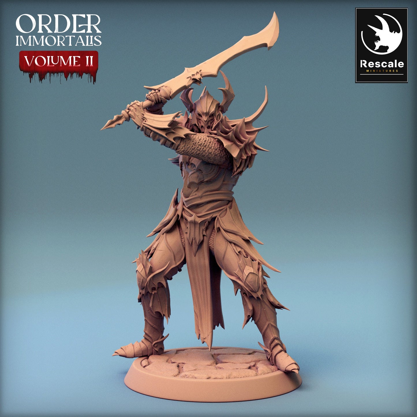 Immortalis Draven Full Armor Two handed Sword | Rescale Miniatures | Compatible with D&D/AoS | Fantasy | Tabletop RPG