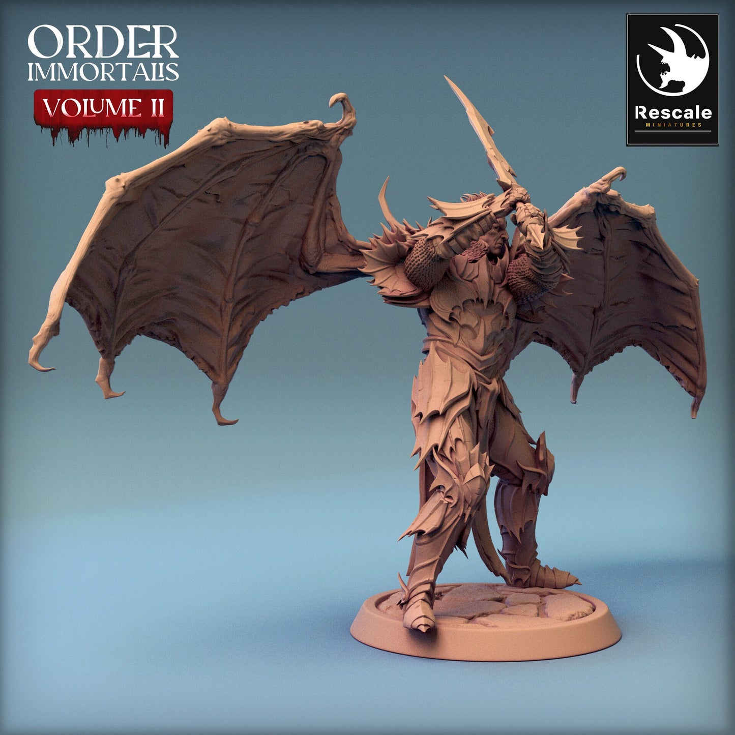 Immortalis Draven Two handed Sword and Wings | Rescale Miniatures | Compatible with D&D/AoS | Fantasy | Tabletop RPG