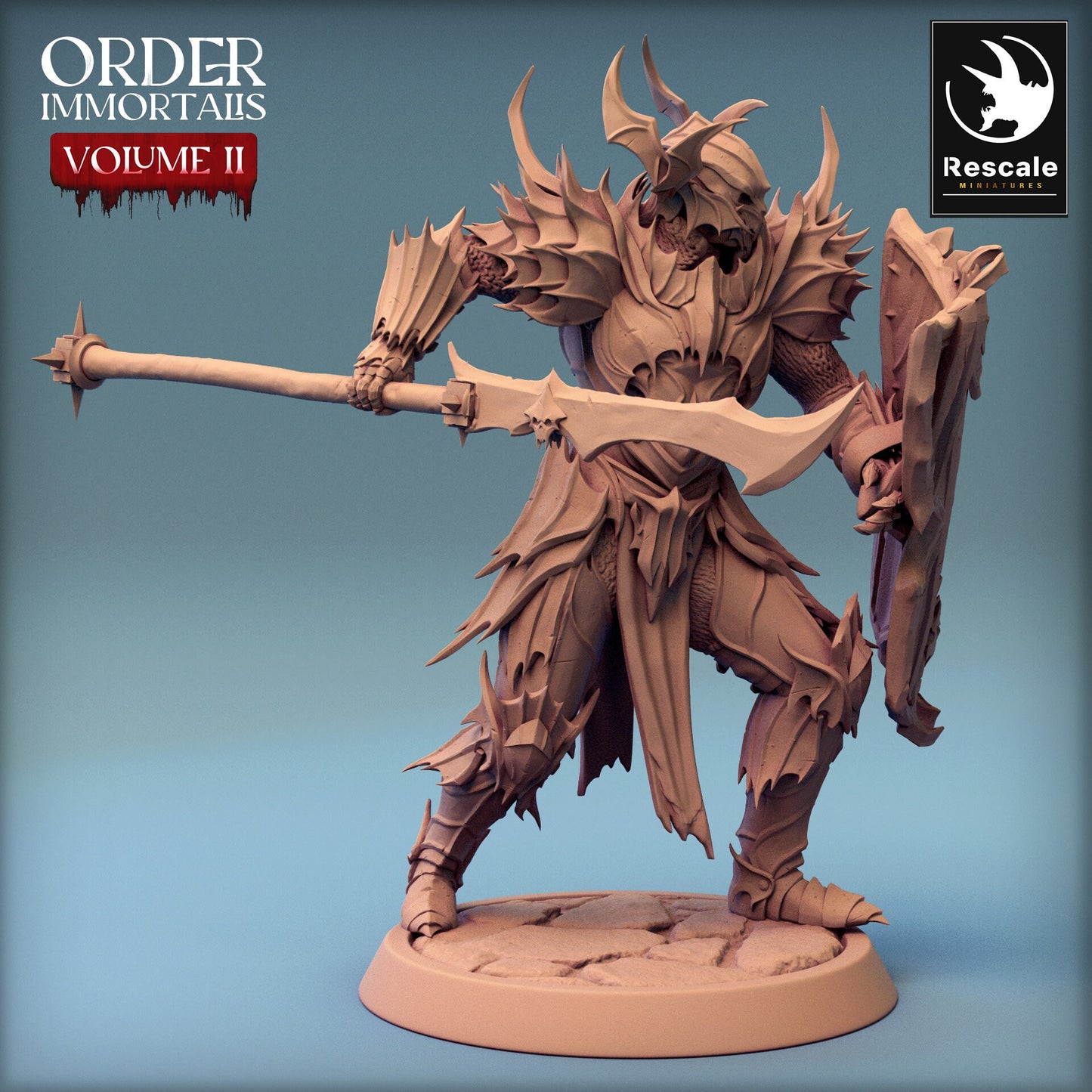 Immortalis Draven Full Armor Lance and Shield | Rescale Miniatures | Compatible with D&D/AoS | Fantasy | Tabletop RPG