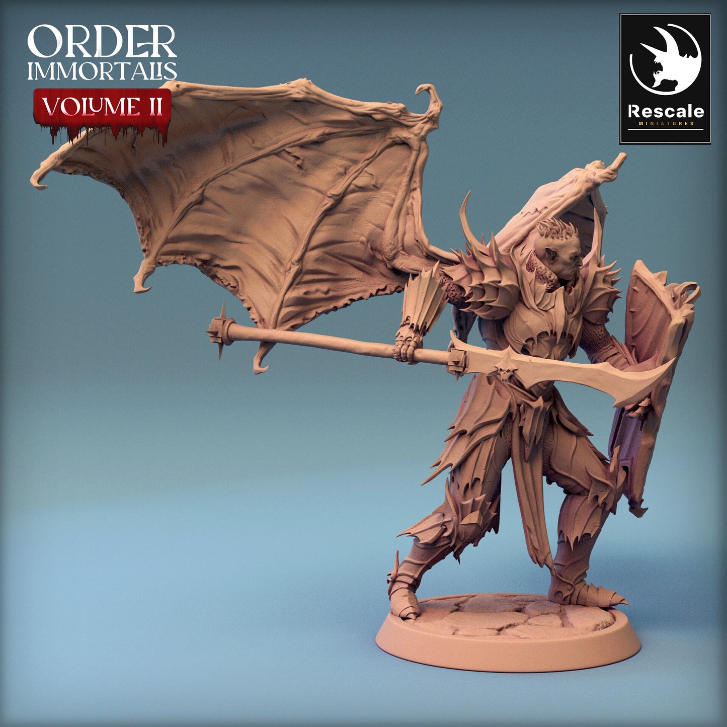 Immortalis Draven Lance Shield and Wings | Rescale Miniatures | Compatible with D&D/AoS | Fantasy | Tabletop RPG