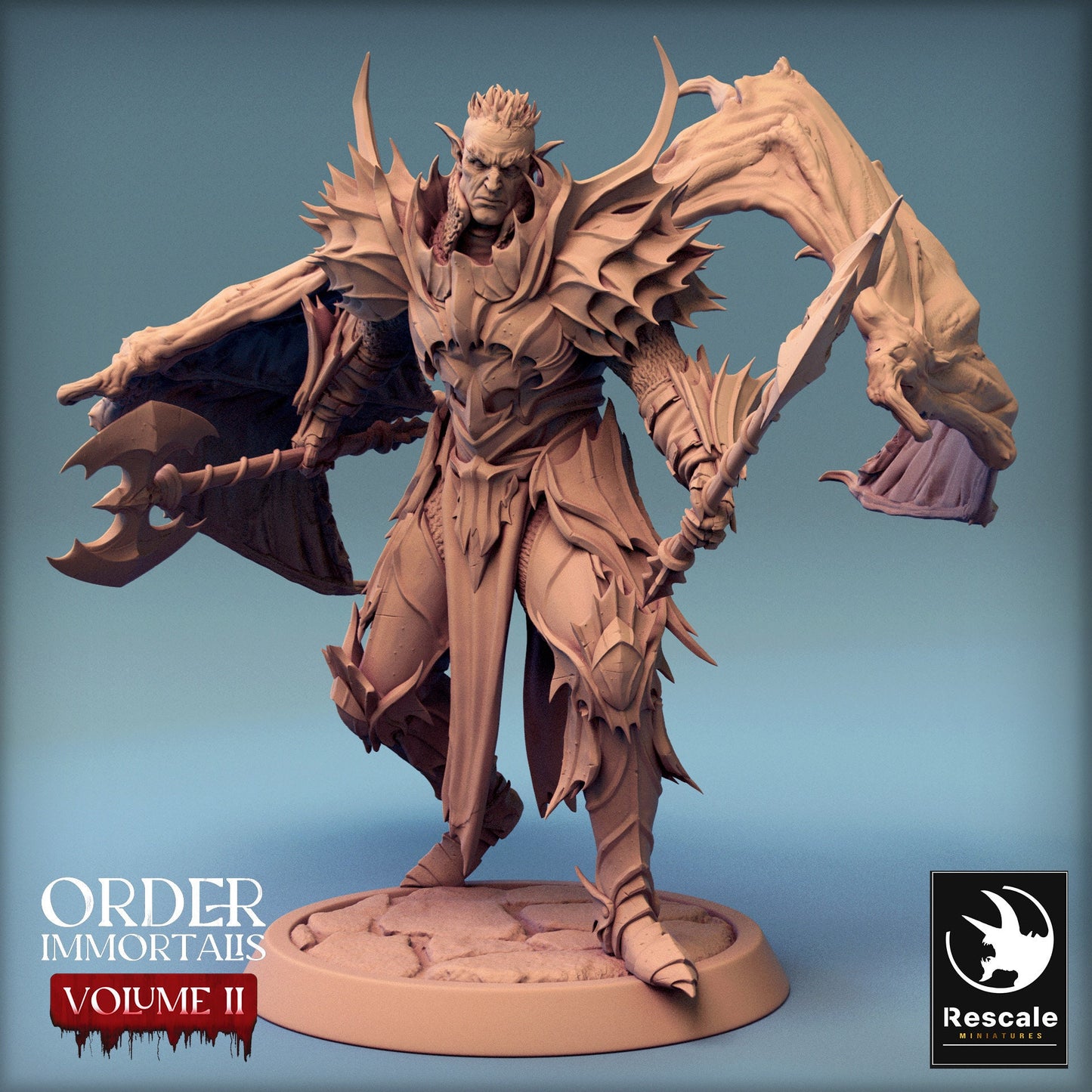 Immortalis Draven Dual Wield Axes and Wings | Rescale Miniatures | Compatible with D&D/AoS | Fantasy | Tabletop RPG