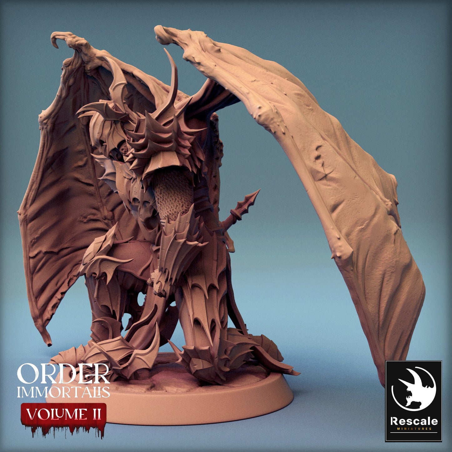 Immortalis Draven Full Armor Servitor with Axe and Wings | Rescale Miniatures | Compatible with D&D/AoS | Fantasy | Tabletop RPG
