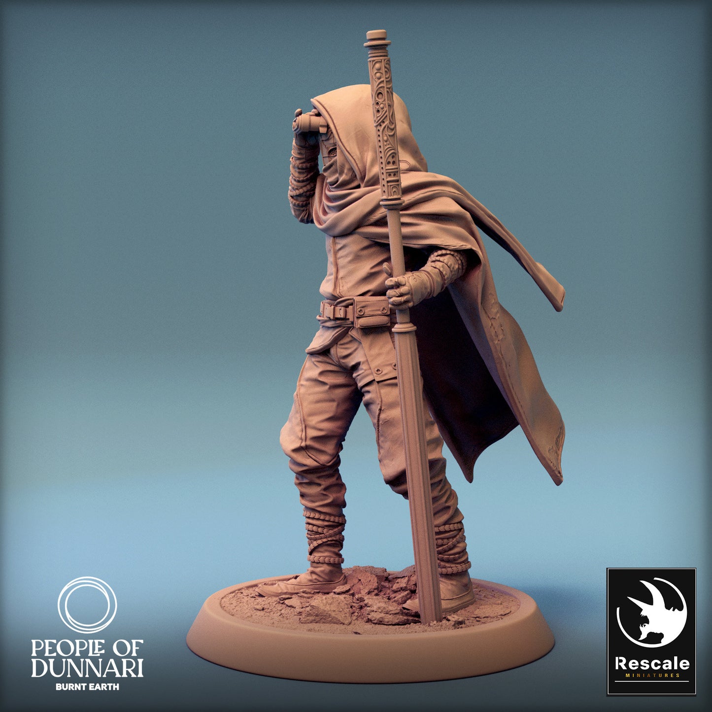 Dunnari Sandweaver Look with Cloak | Rescale Miniatures | Compatible with D&D/AoS | Fantasy | Tabletop RPG