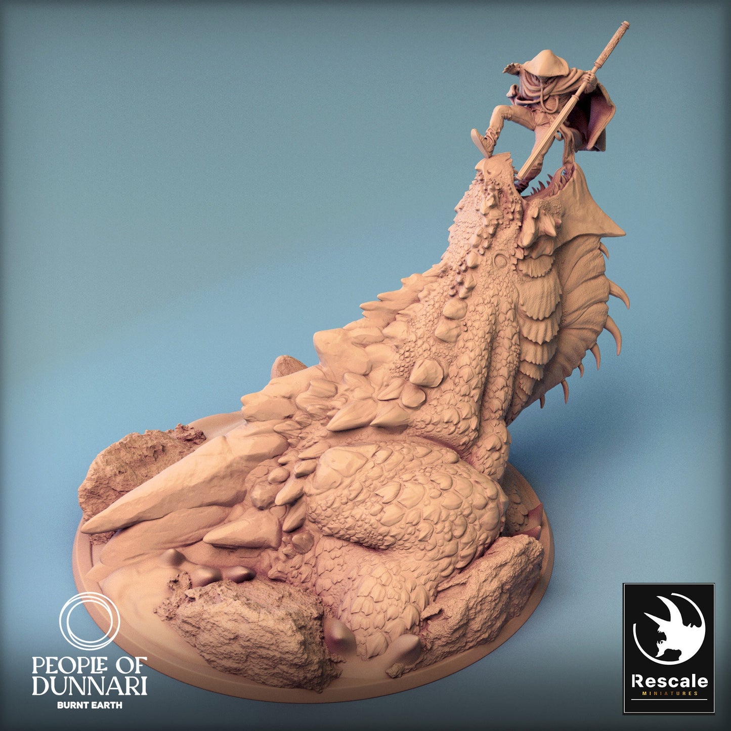 Dunnari Sand Wyvern Jump with Prey | Rescale Miniatures | Compatible with D&D/AoS | Fantasy | Tabletop RPG