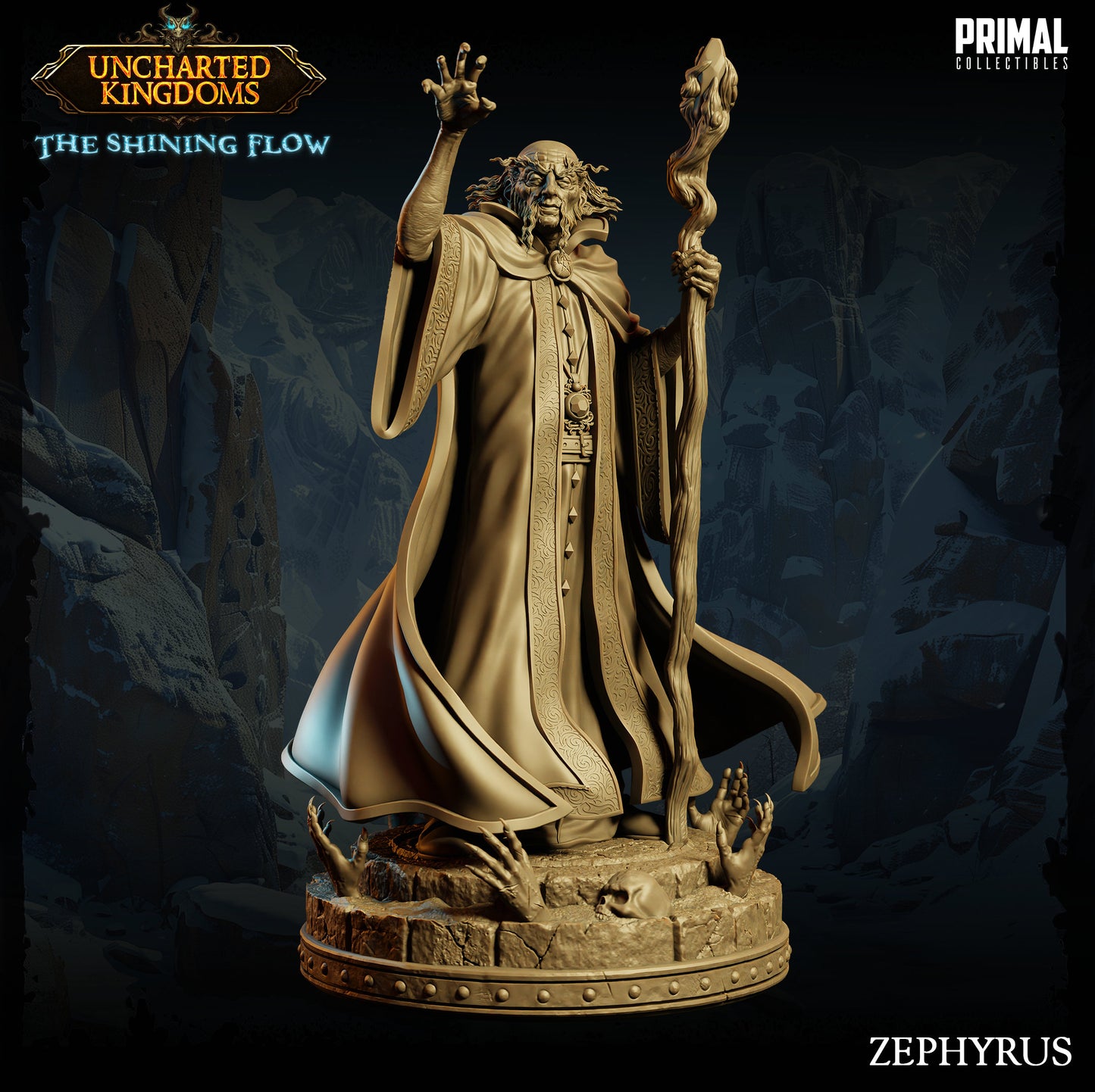a statue of a wizard holding a staff