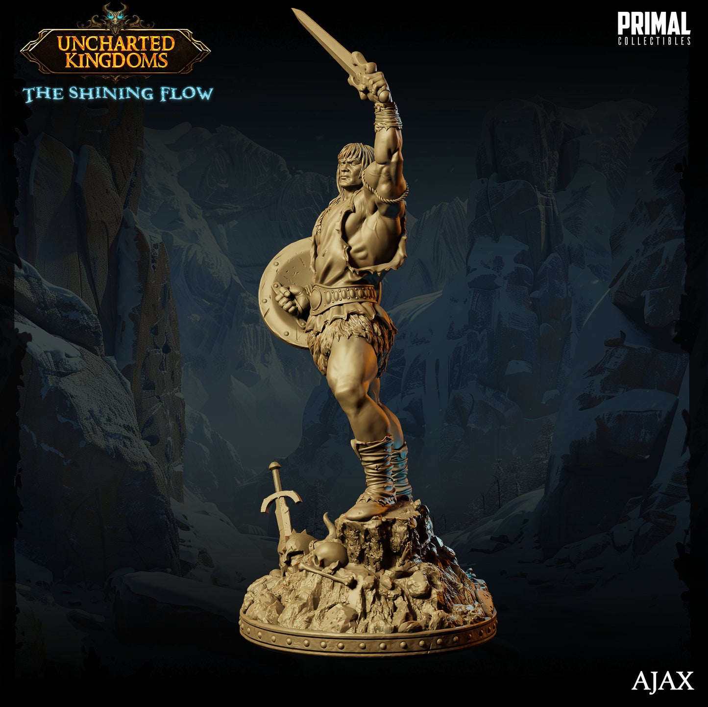 a statue of a man holding a sword