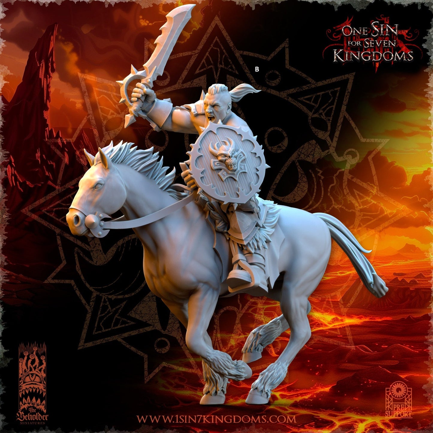 Realms of Mayhem Barbarian Rider | The Beholder Miniatures | Compatible with D&D/AoS | Fantasy | Tabletop RPG