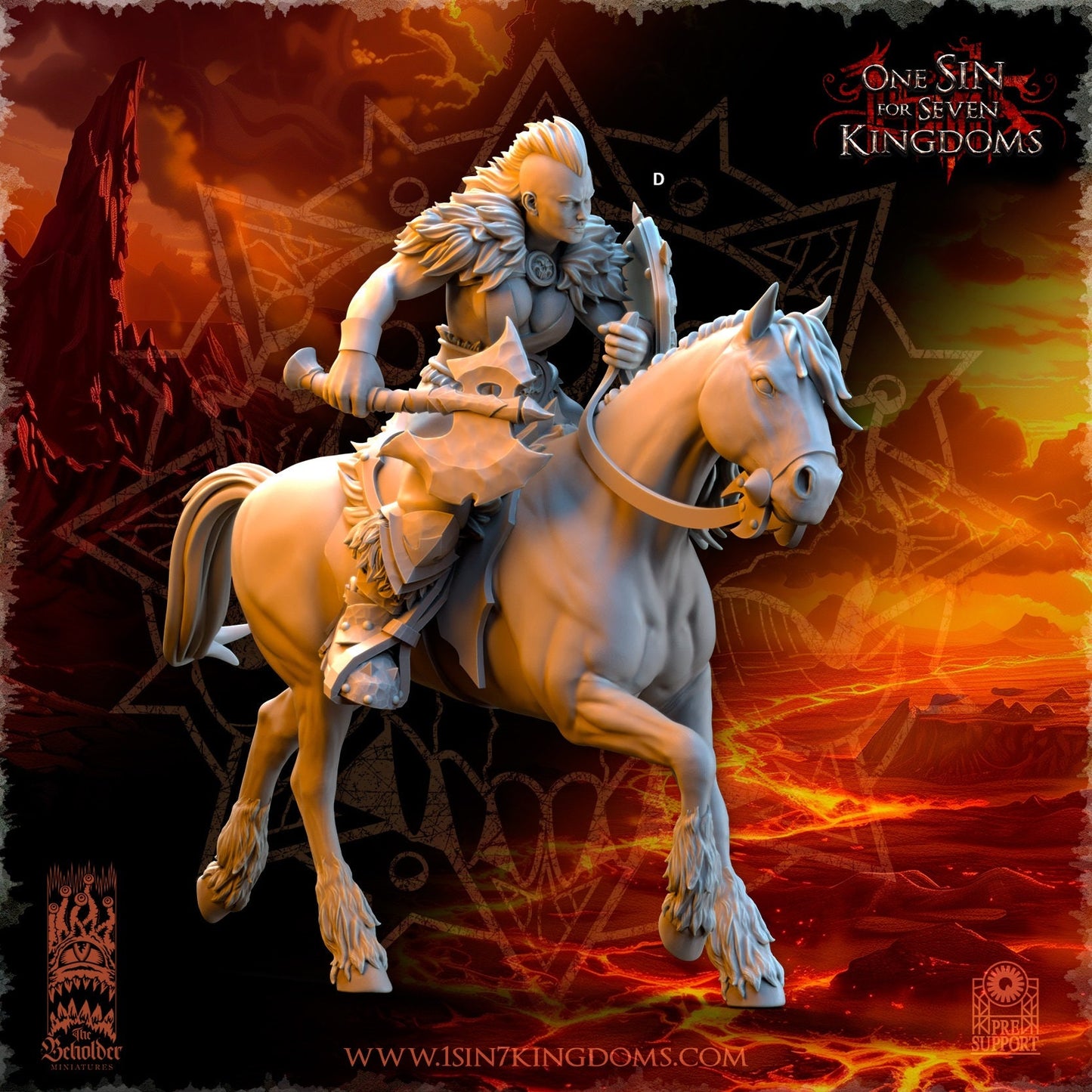 Realms of Mayhem Barbarian Rider | The Beholder Miniatures | Compatible with D&D/AoS | Fantasy | Tabletop RPG