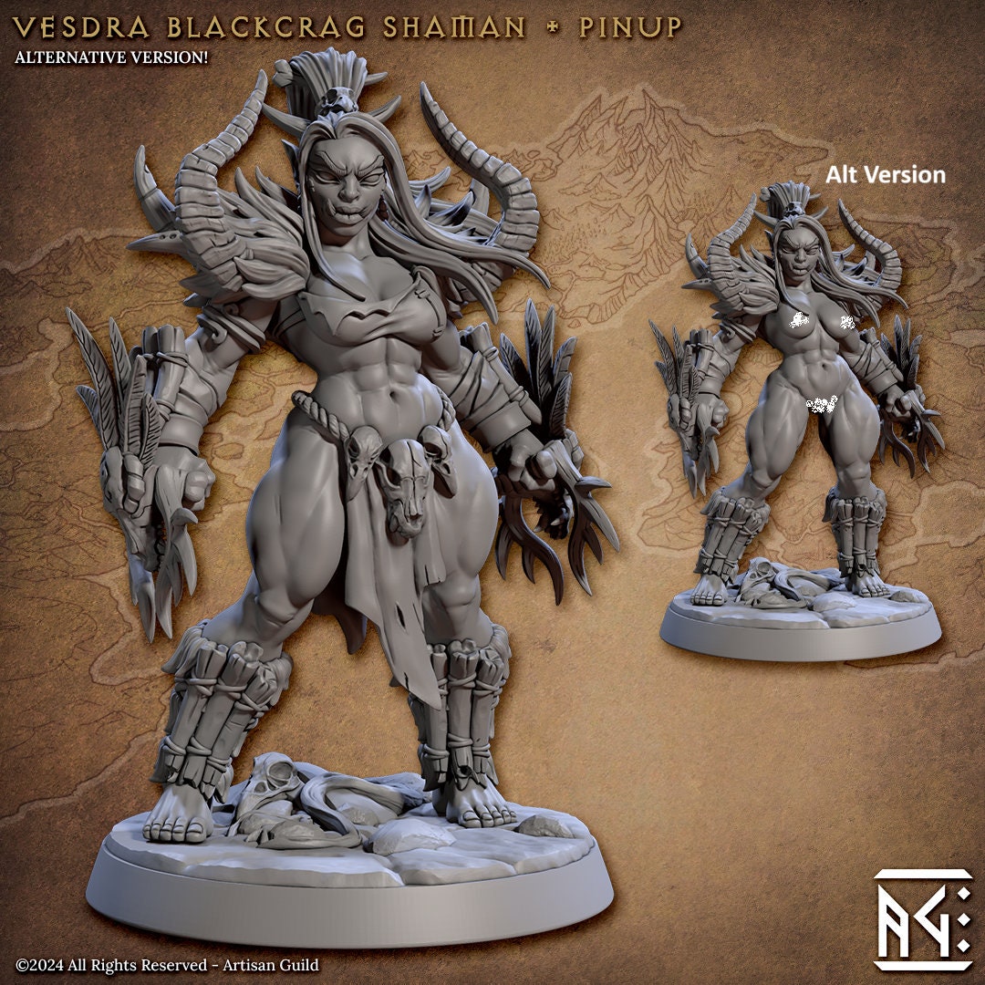 Female Orc Shaman Vesdra | Artisan Guild Miniatures | Compatible with D&D/AoS | Fantasy | Tabletop RPG
