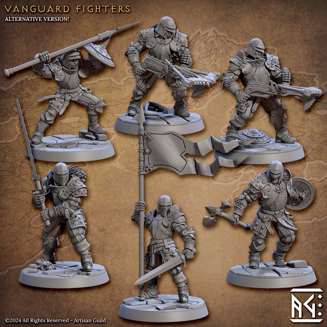 Vanguard Fighters | Artisan Guild Miniatures | Compatible with D&D/AoS | Fantasy | Tabletop RPG