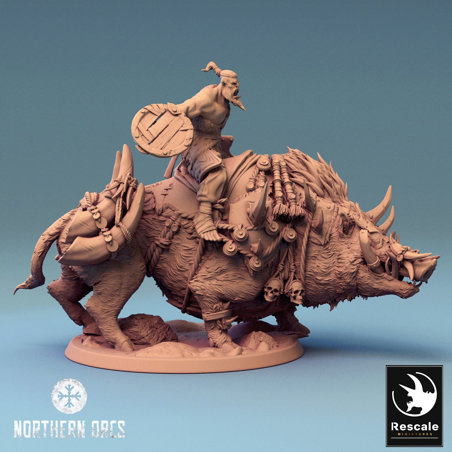 Orc on Boar Guard | Rescale Miniatures | Compatible with D&D/AoS | Fantasy | Tabletop RPG